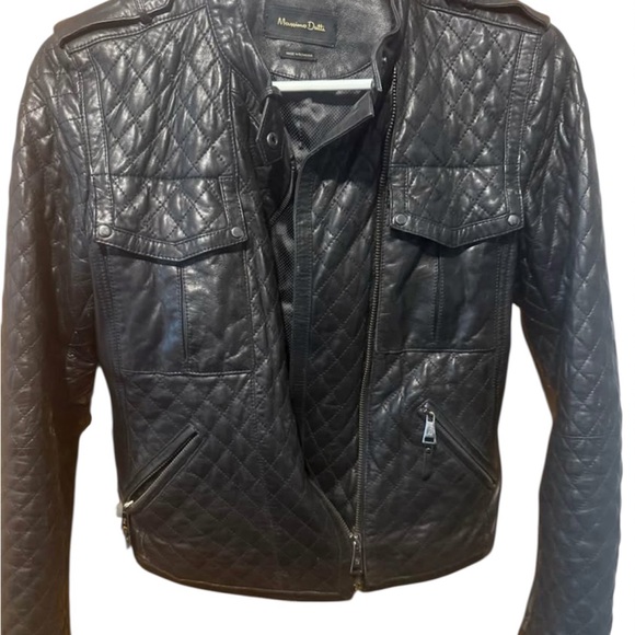 Massimo Dutti Black Leather Outerwear small - Picture 2 of 7
